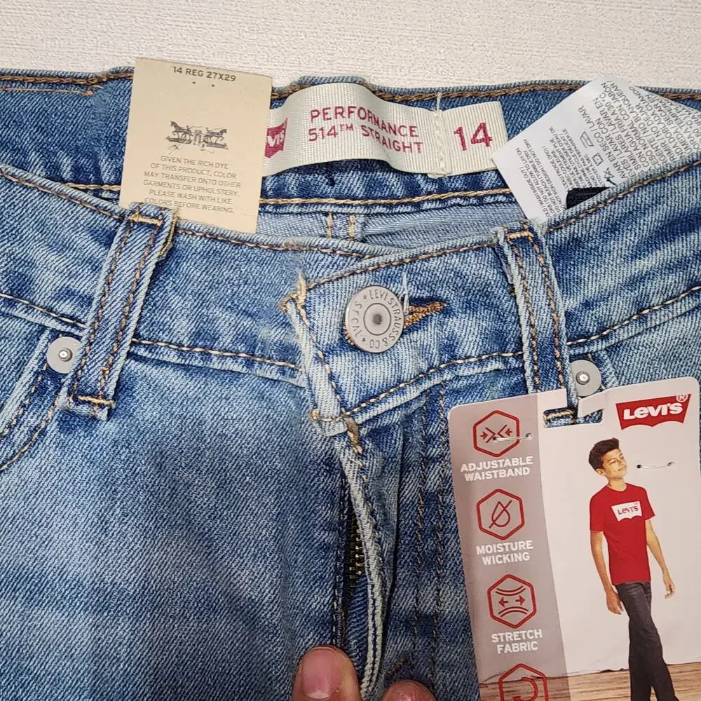 Levi's performance 514 kids straight jeans size 14 27''x29''